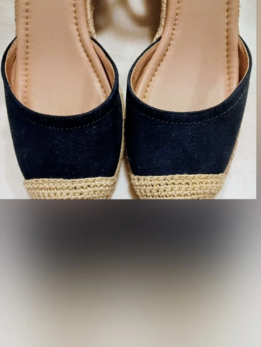 Dream Pairs Navy and Natural Espadrille Wedge Slingbacks Sz 7